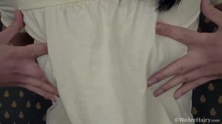 Upskirt peek at Emilija’s hairy muff on the couch - the best porn without registration 1PORNO.NET